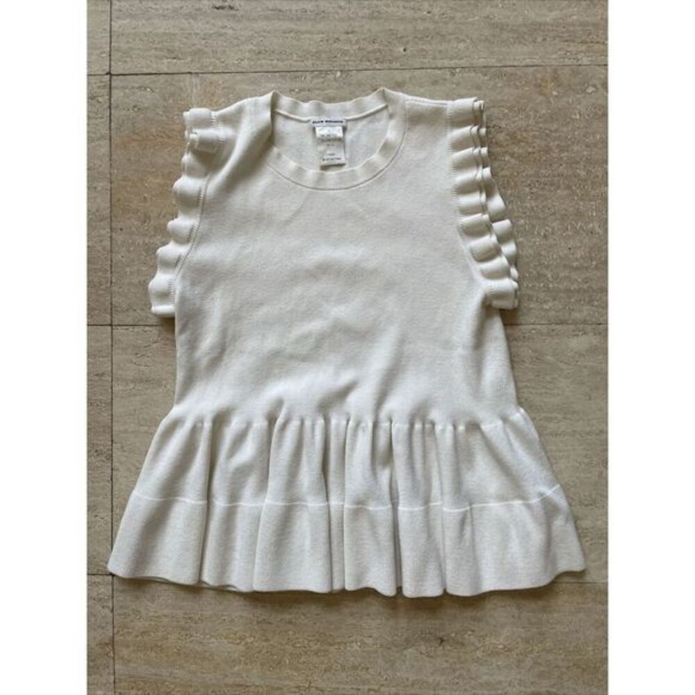 Club‎ Monaco Cream Ruffle Sleeveless Sweater